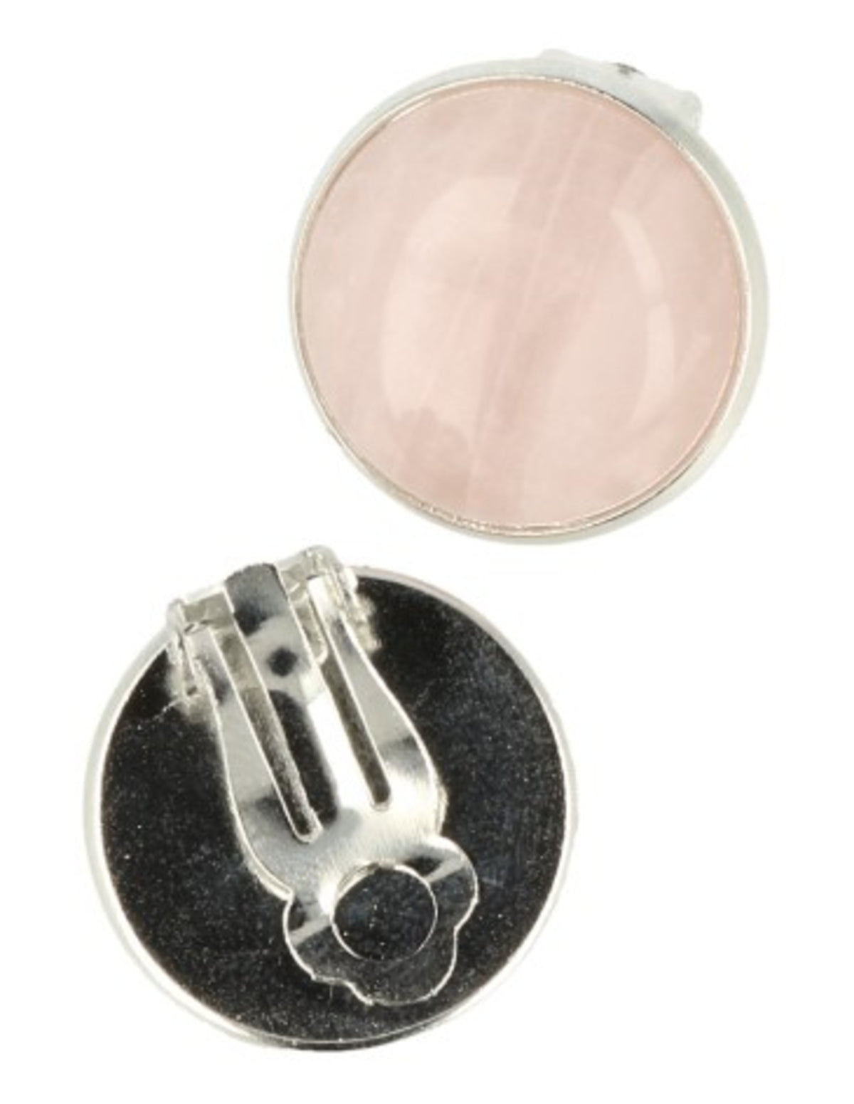 Rosenkvarts clipsörhängen, silverfärgade, 18 mm