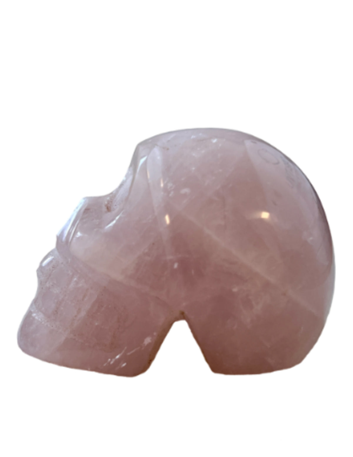 Rosenkvarts dödskalle, polerad, nr 5 (635 g)