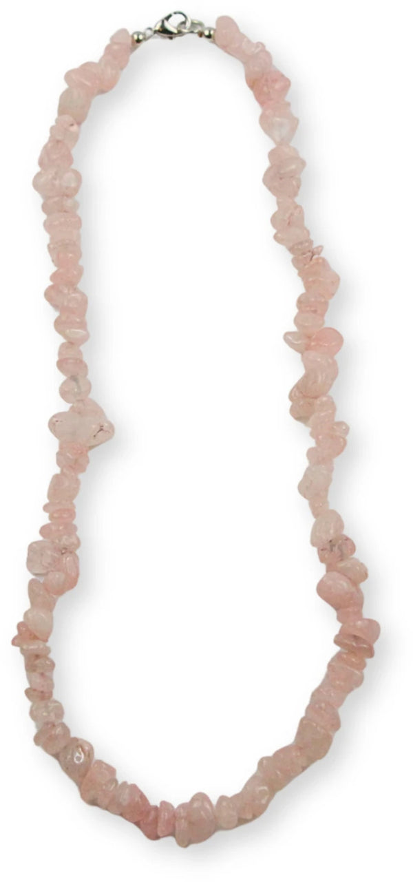 Rosenkvarts halsband med splitstenar, 5 till 10 mm, 45 cm