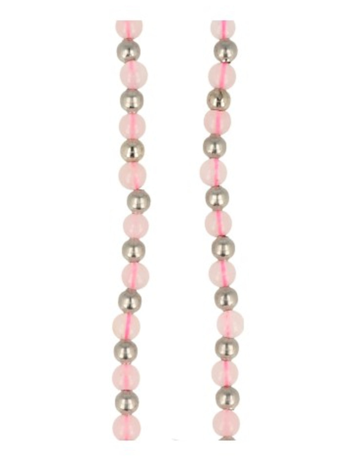 Rosenkvarts halsband, Ibiza-stil, 45 cm, med förlängning