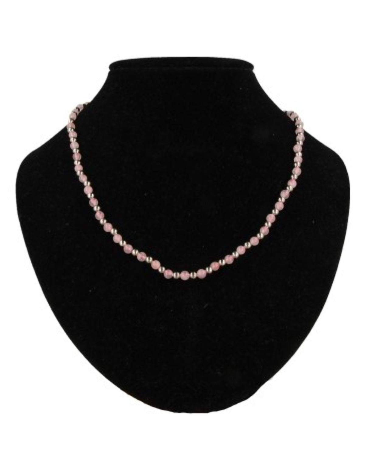 Rosenkvarts halsband, Ibiza-stil, 45 cm, med förlängning