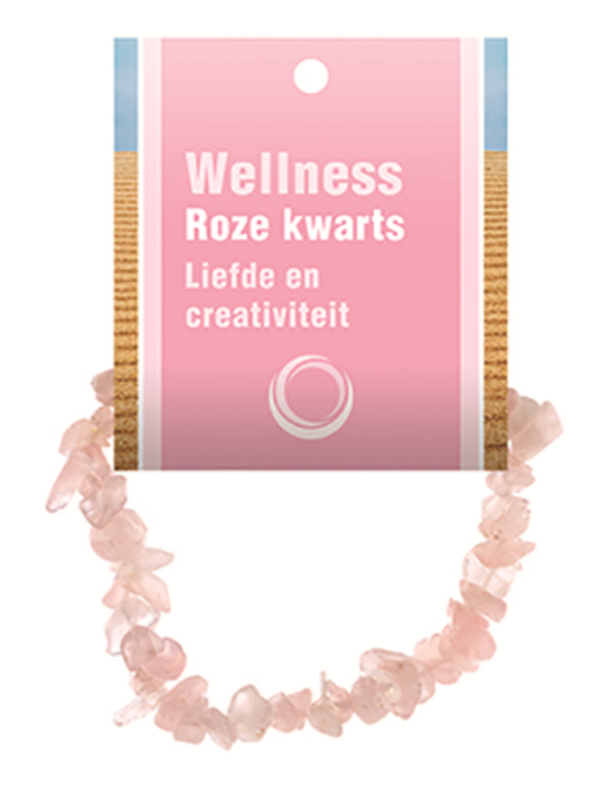 Rosenkvarts armband med splitstenar, 5 till 10 mm, På kort