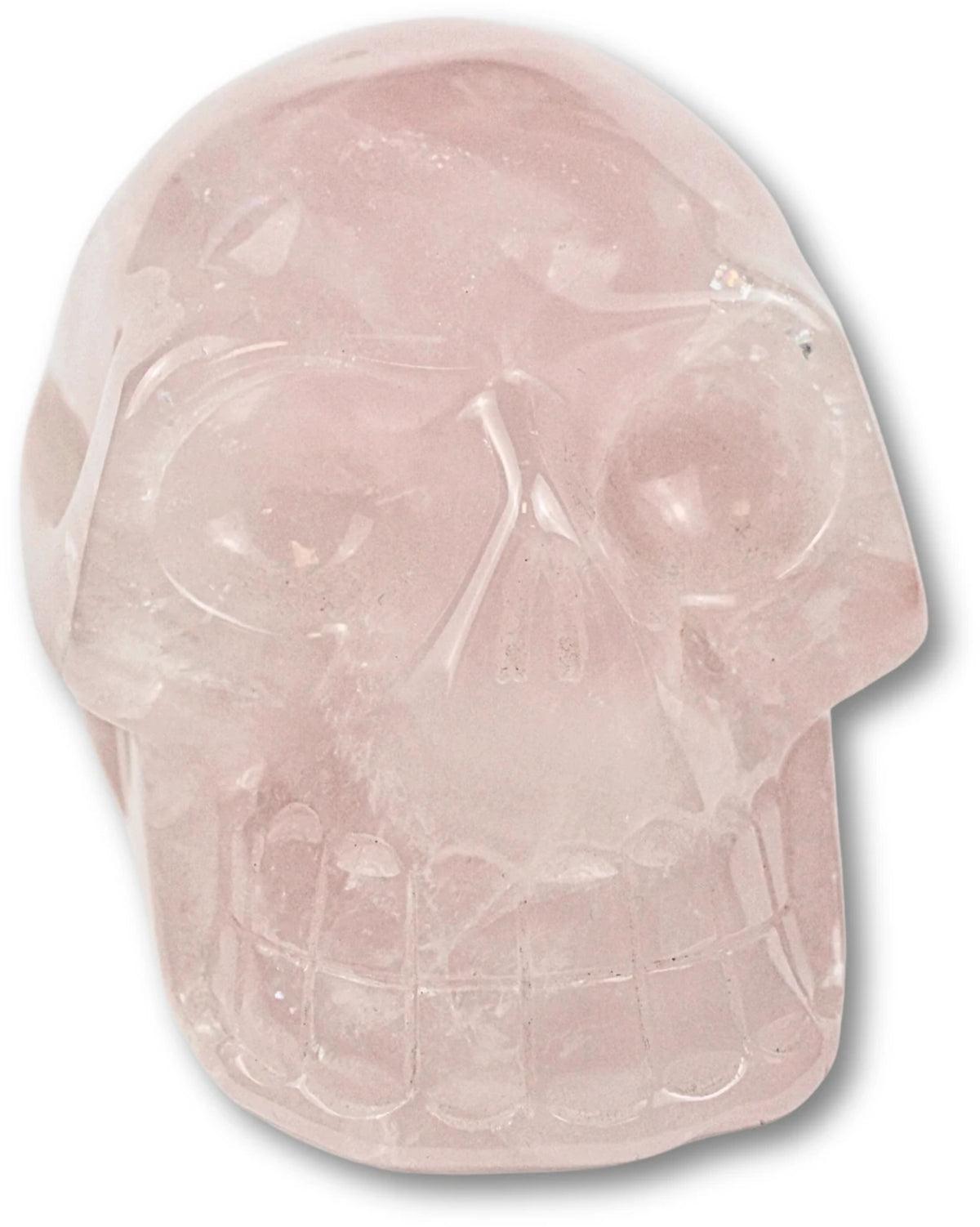 Rosenkvarts dödskalle, polerad, ljusrosa till rosa, 11 x 8 cm