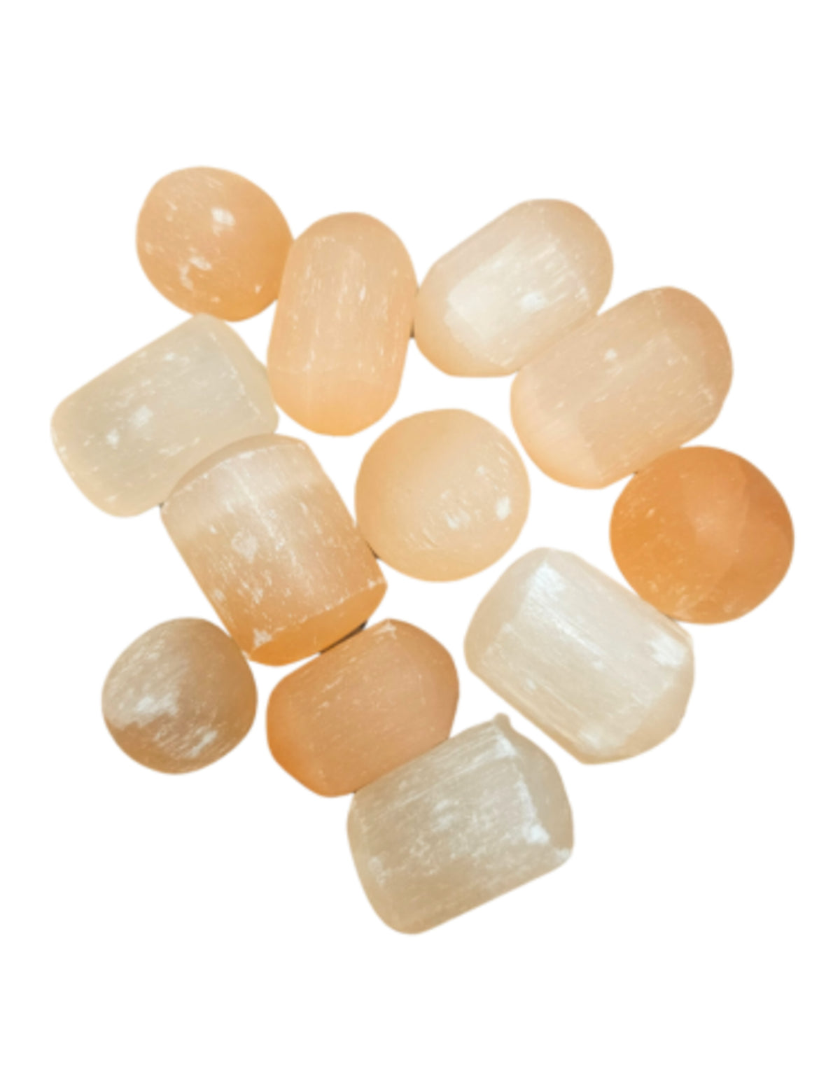 Selenit trumlade stenar, orange, från Marocko, 250 g