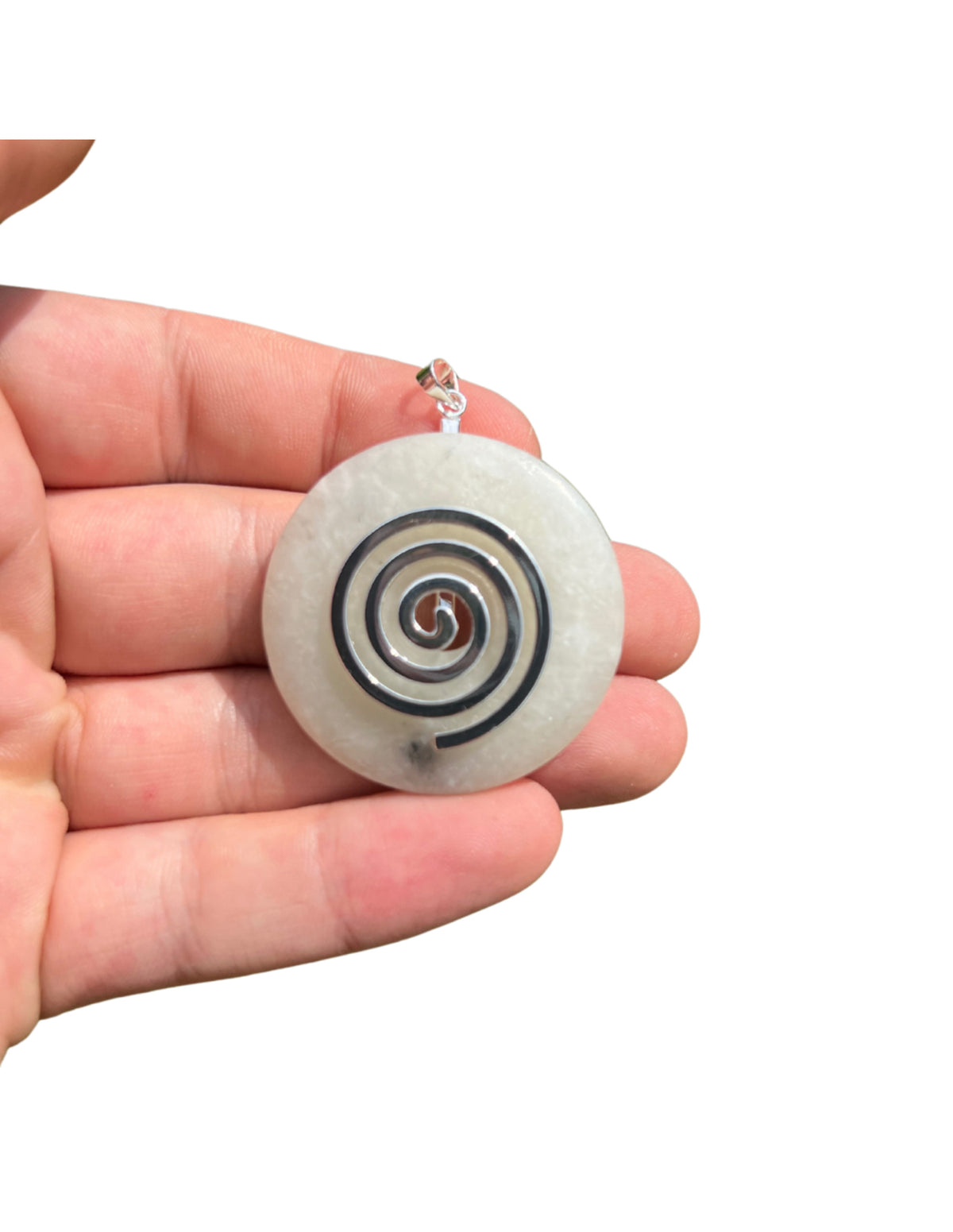 Serpentin donut hänge, livets spiral, grön, 4 cm