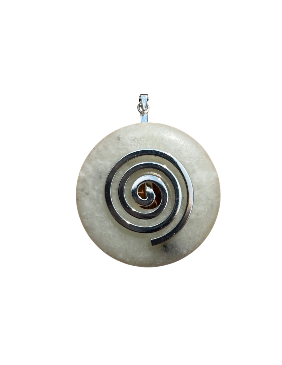 Serpentin donut hänge, livets spiral, grön, 4 cm