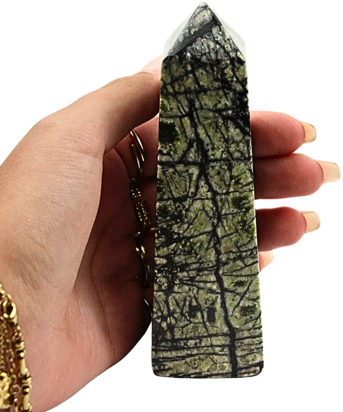 Serpentin jungle jaspis obelisk, Afghanistan, 12 cm, nr 28