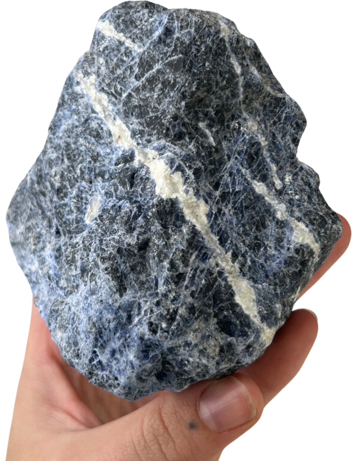 Sodalit rå med plan bas, 10 cm, nr 09 (649 g)