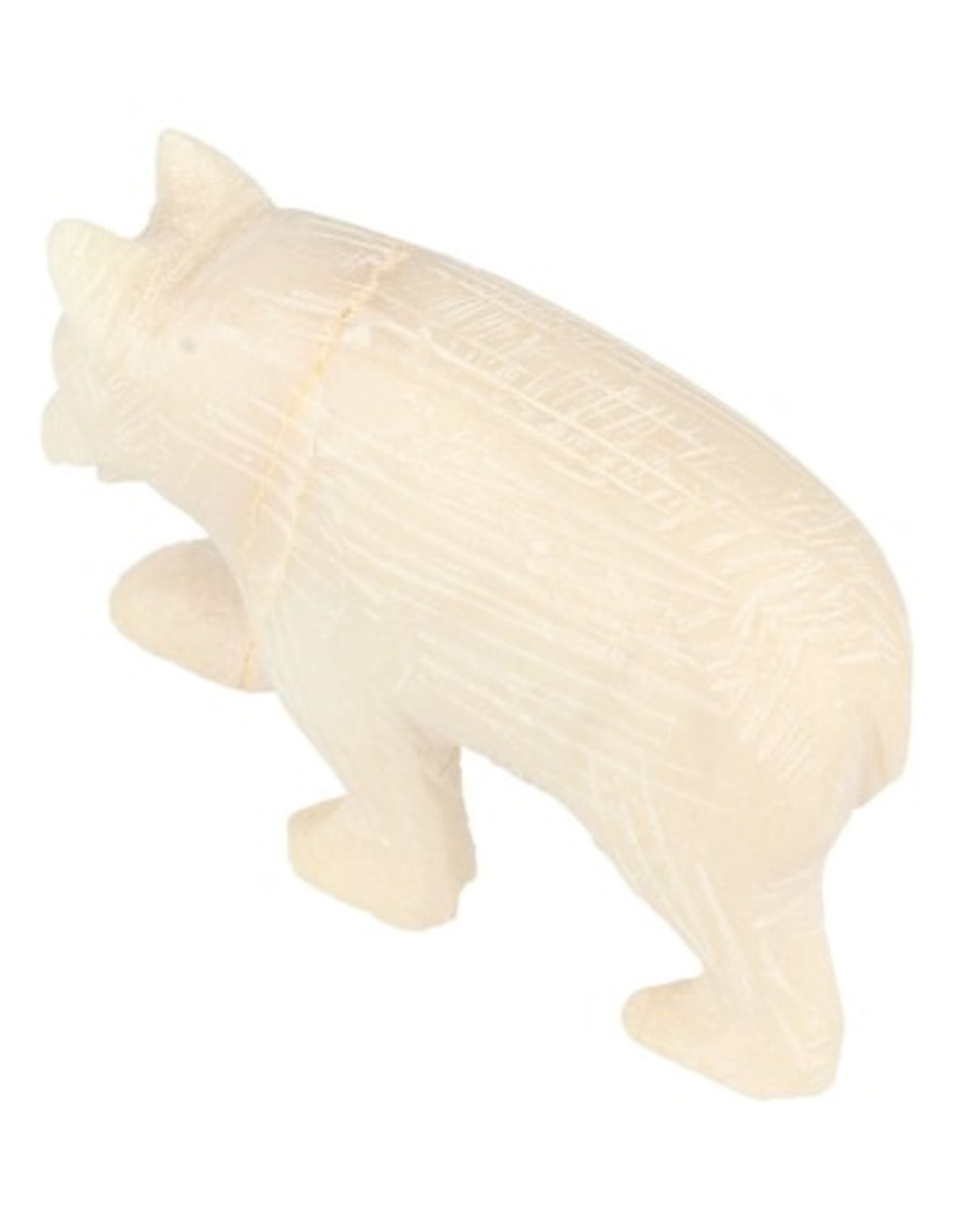 Täljsten björn, gående, vit, 6 cm