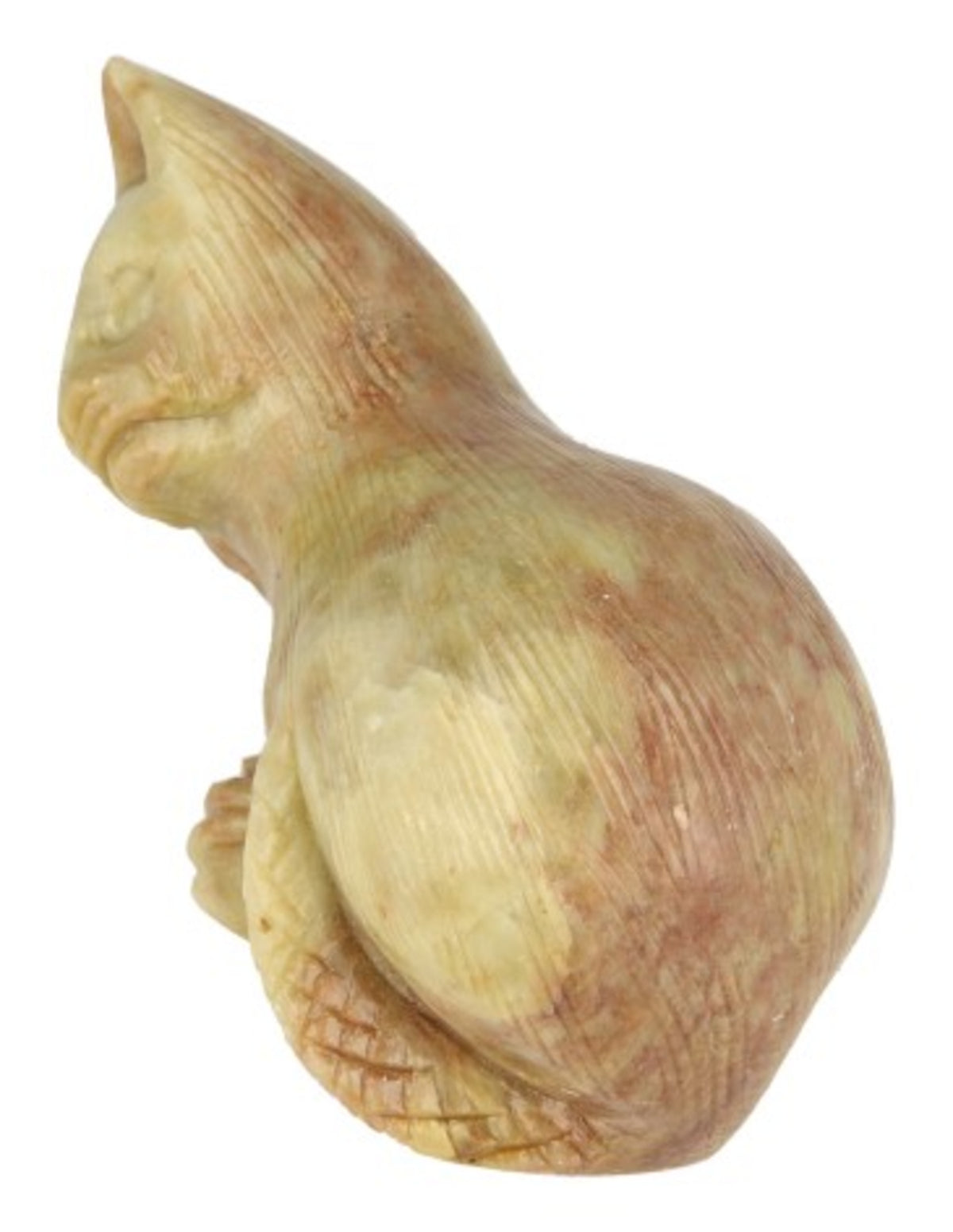 Täljsten figur, sovande katt, 7 cm