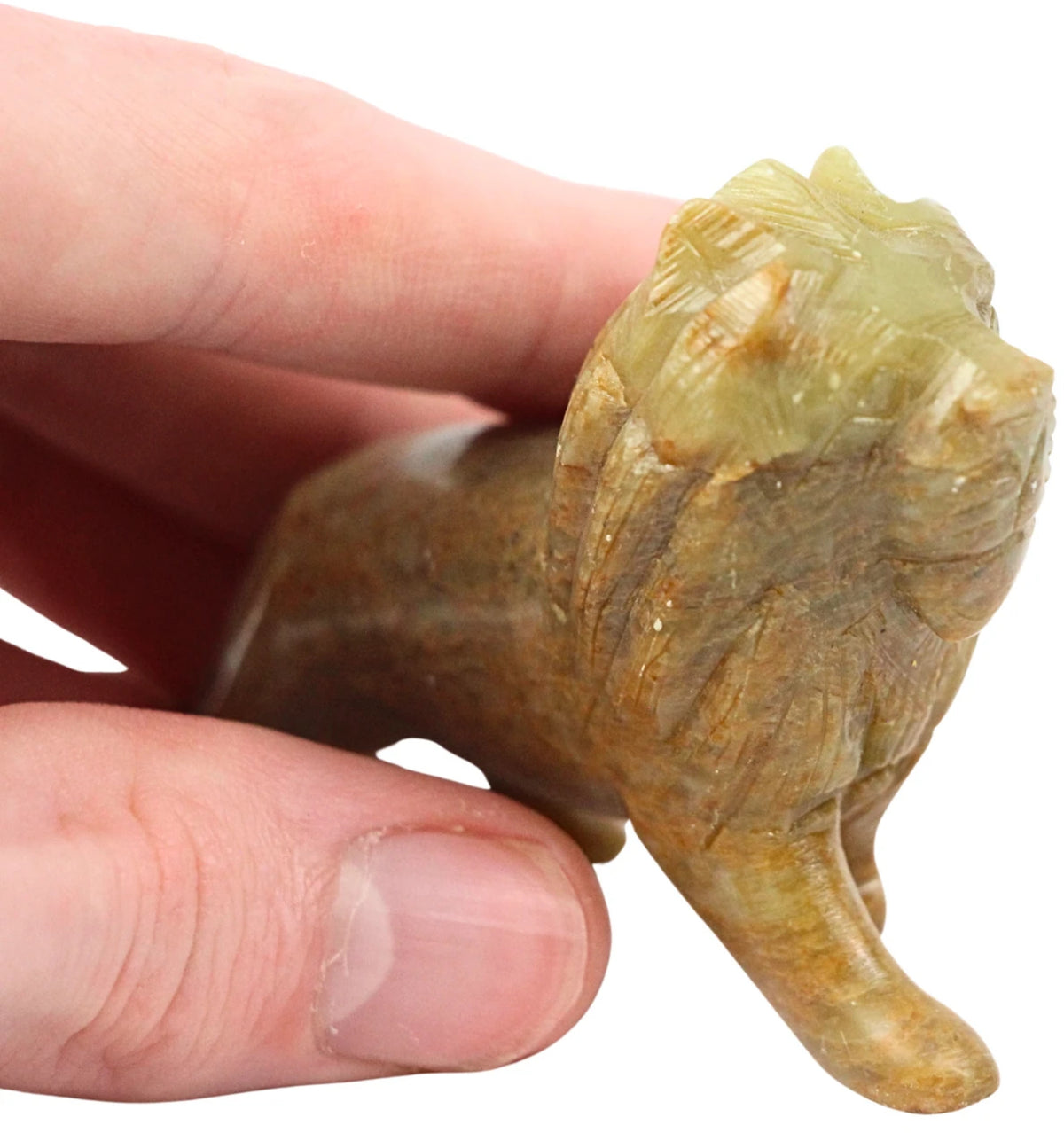 Täljsten figur, grönt lejon, 6 cm