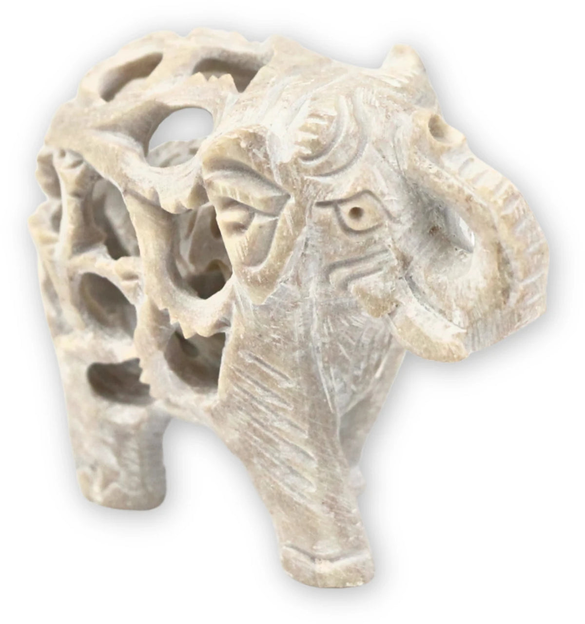 Täljsten figur, elefant i elefant, 5 cm