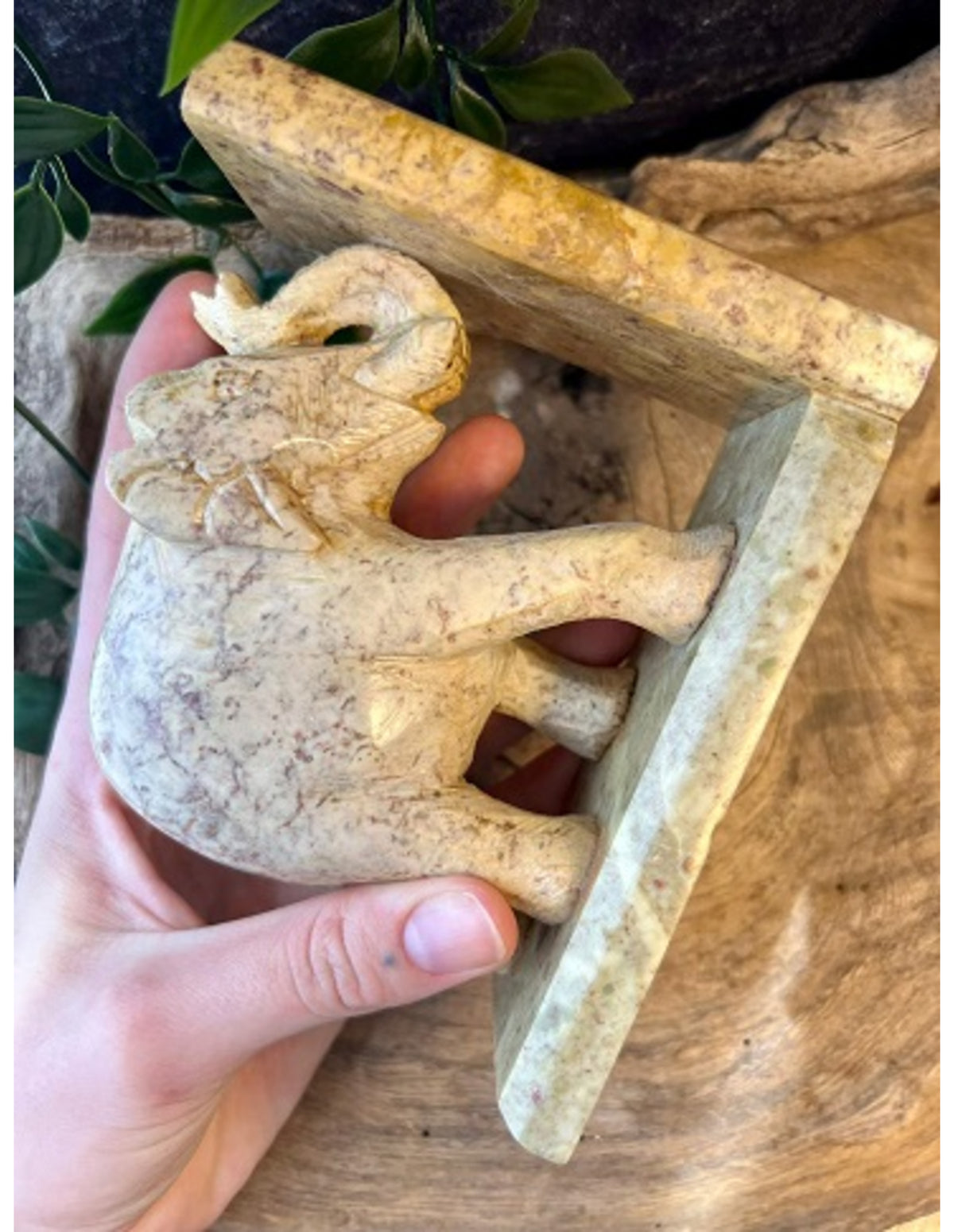 Täljsten bokstöd, elefanter, set om 2, 10 cm