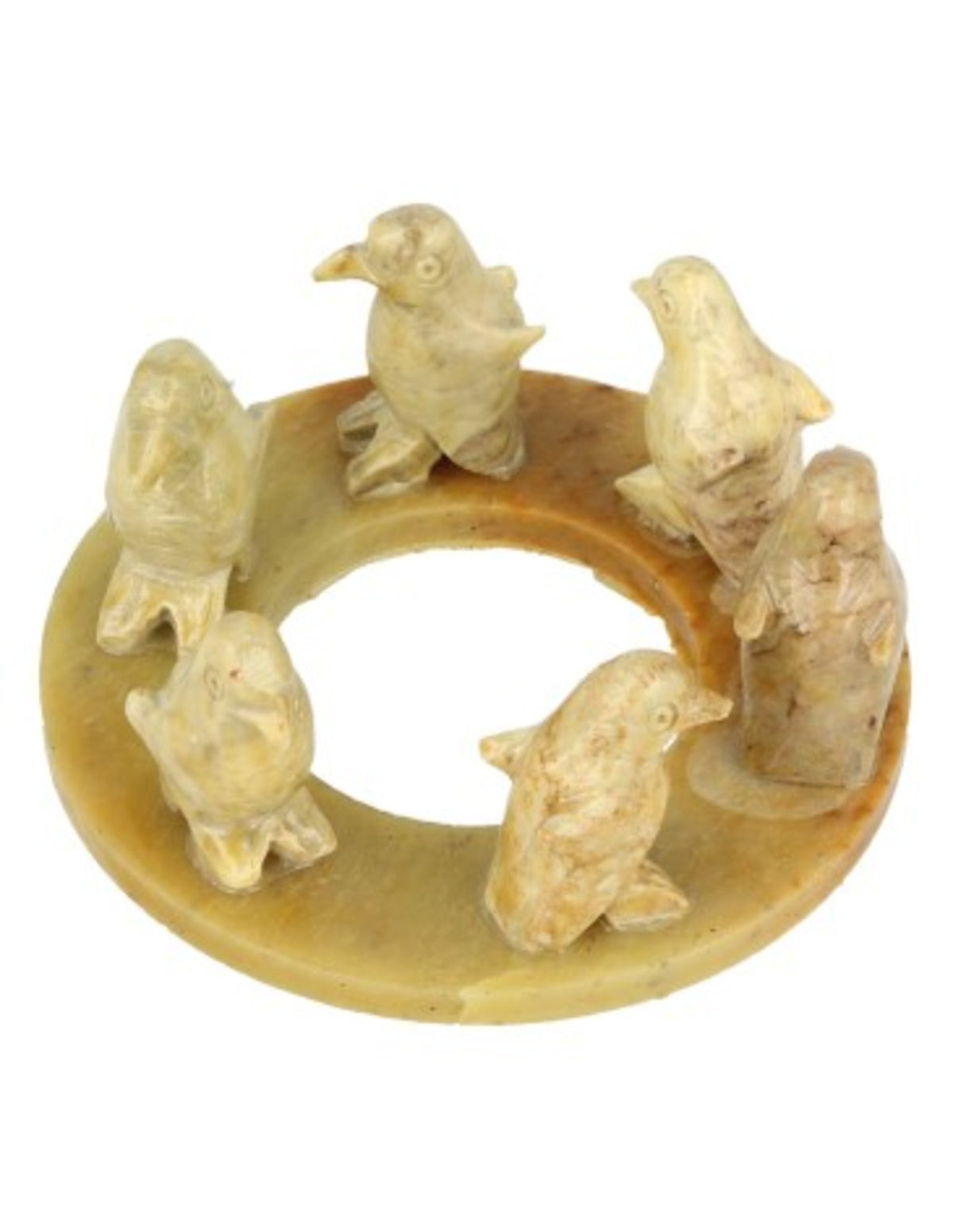 Täljsten pingviner på ring, figur, 8 cm