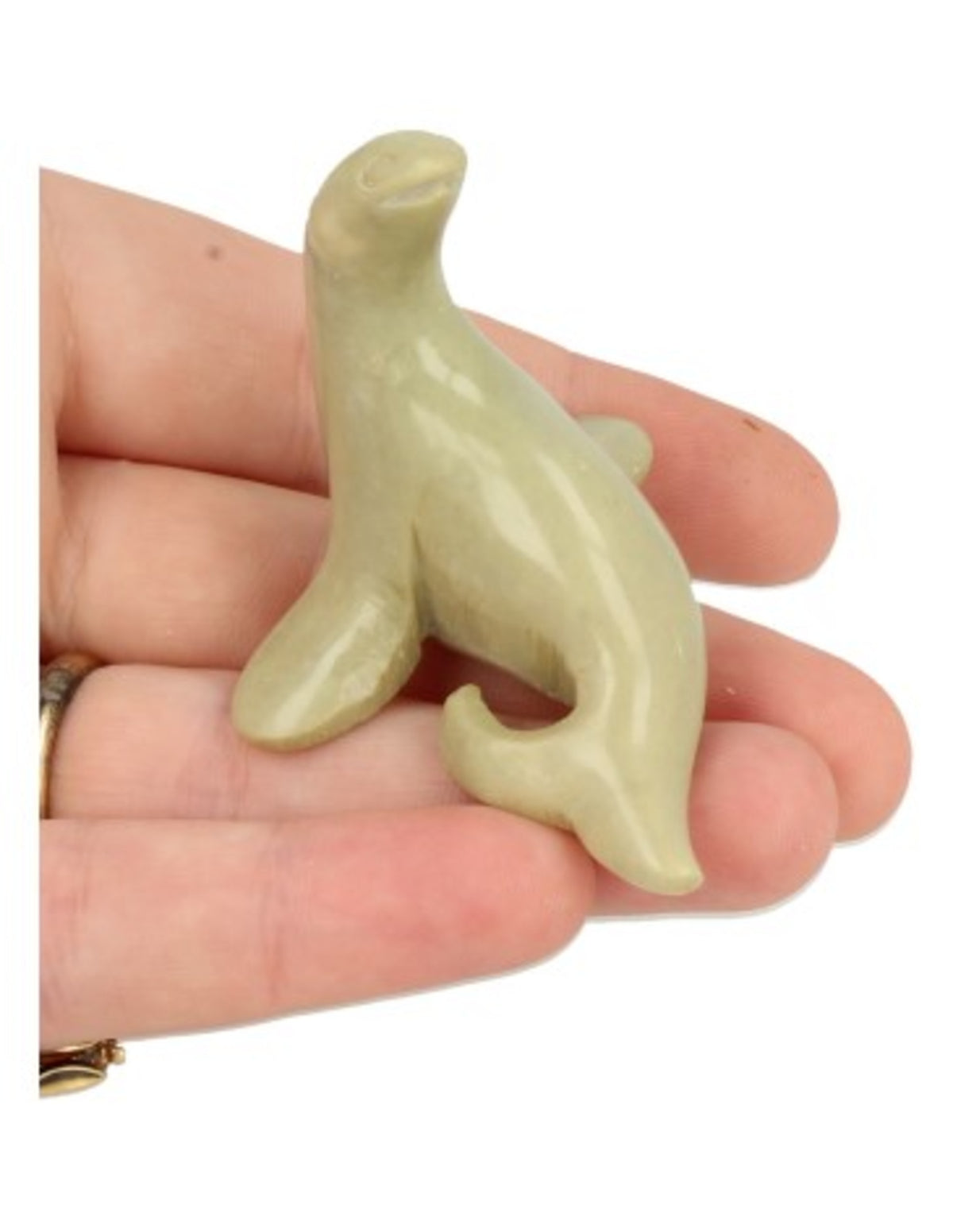 Täljsten säl, grön, 6 cm