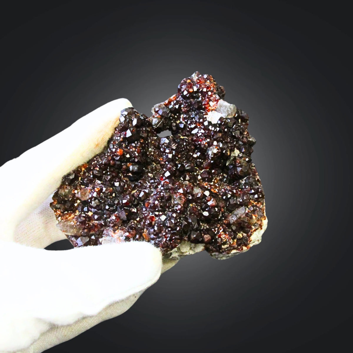 Spessartin med granat och rökkvarts, rå, 8,2 cm, nr 19