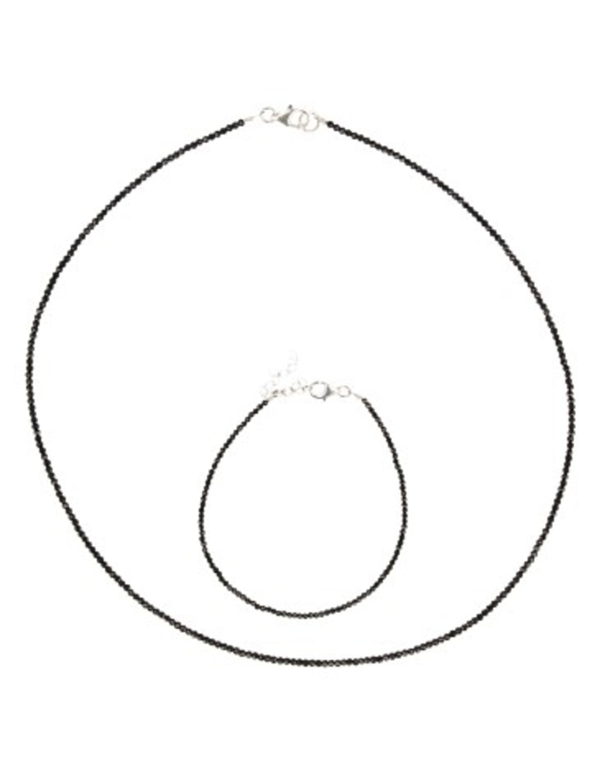 Spinell halsband i svart, små fasettslipade stenar, 44 cm