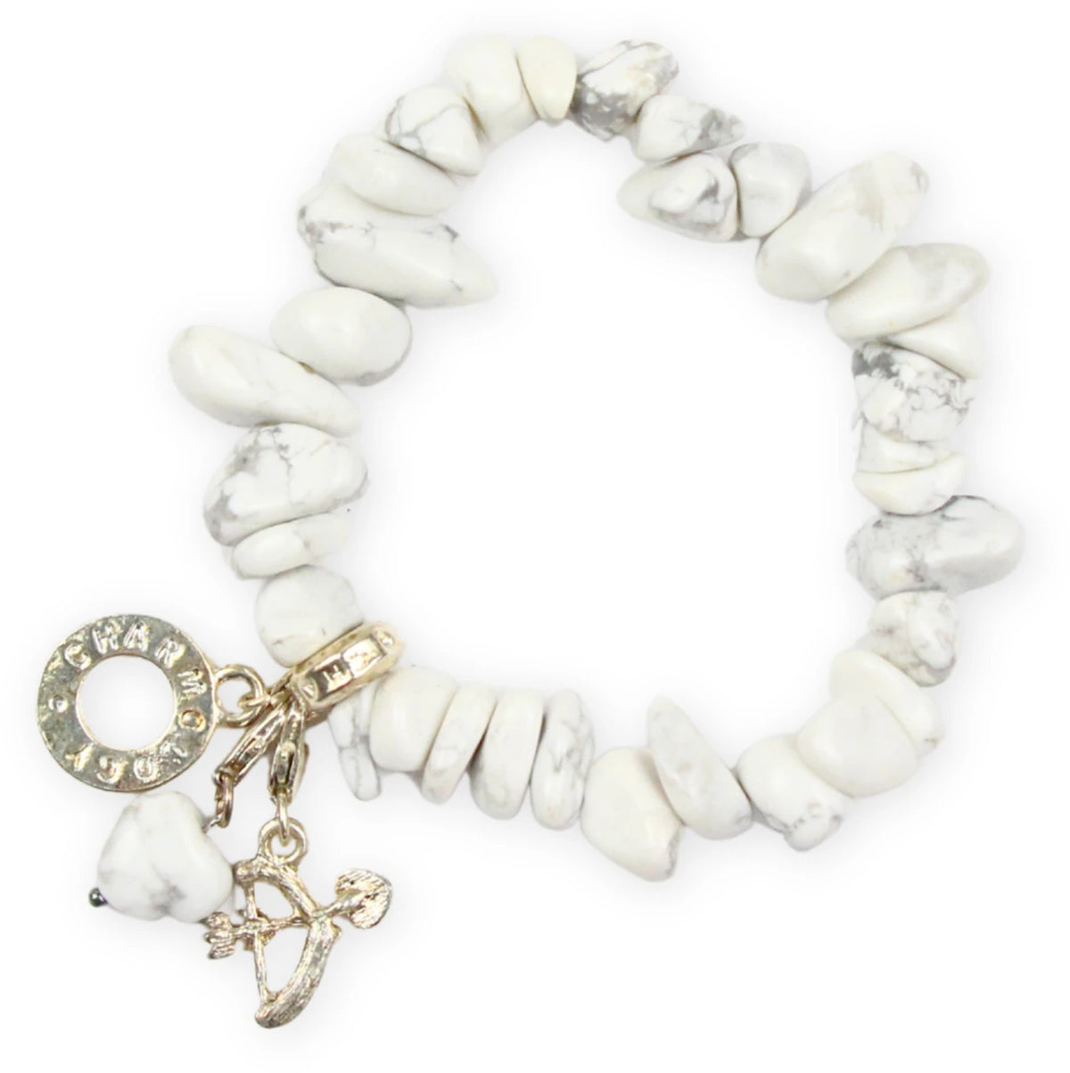 Howlit armband med berlocker, splitstenar, 18 cm