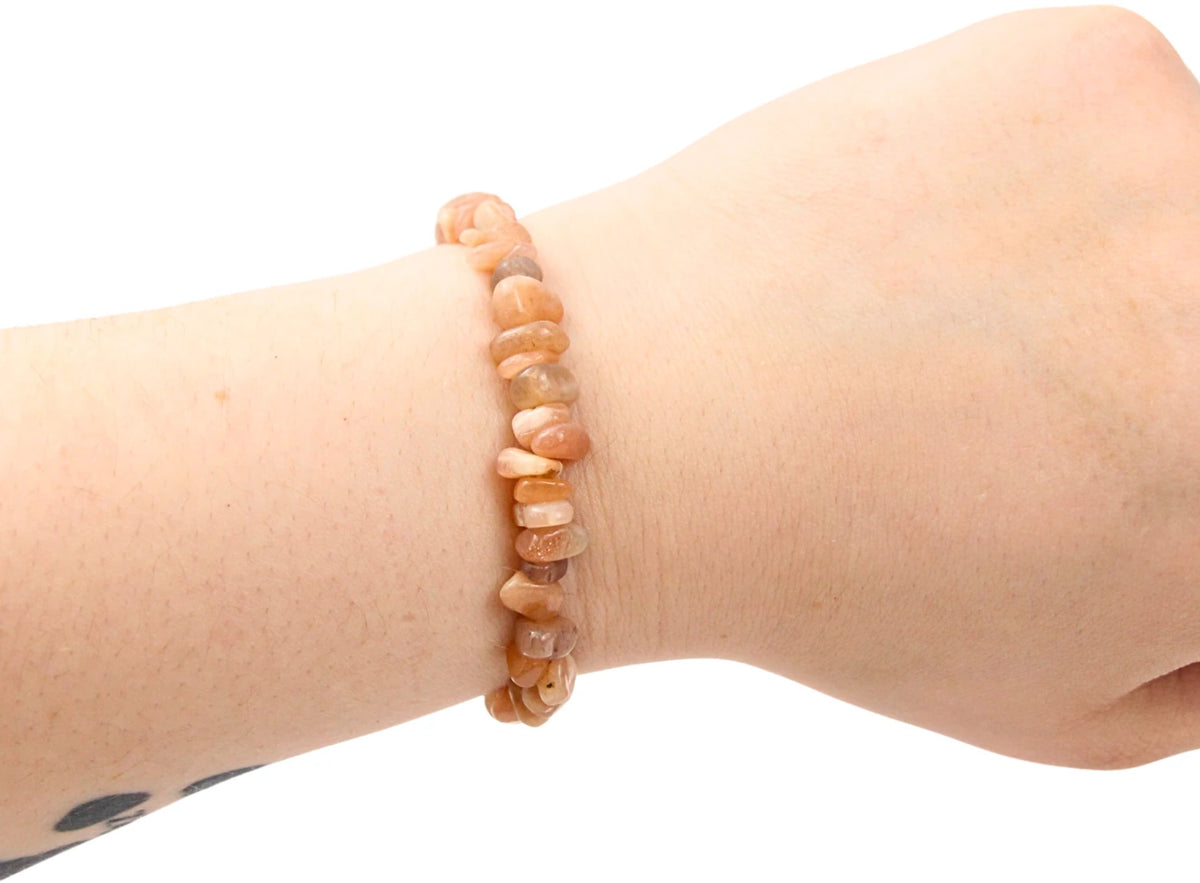 Orange månsten armband med splitstenar, 5 till 10 mm