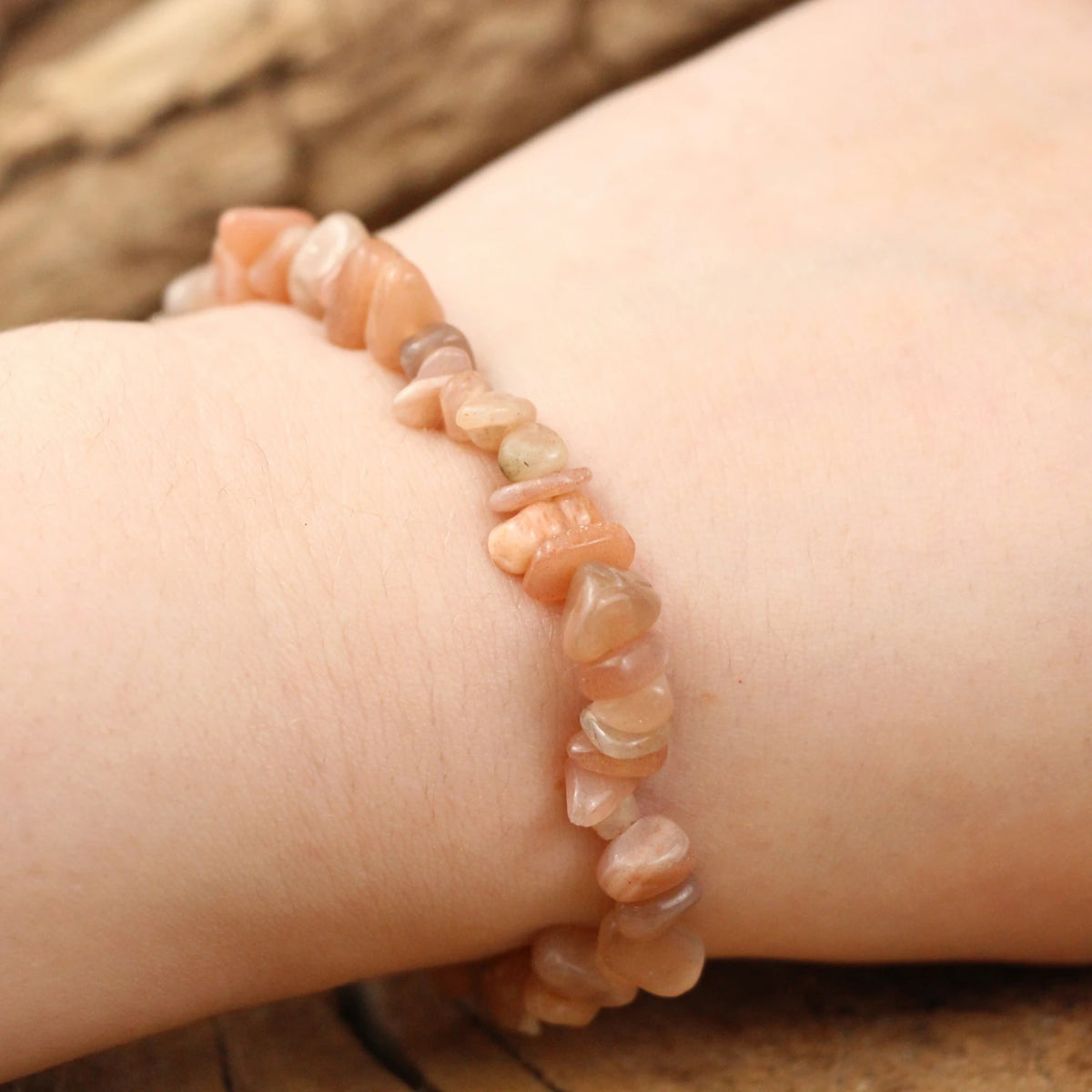 Orange månsten armband med splitstenar, 5 till 10 mm