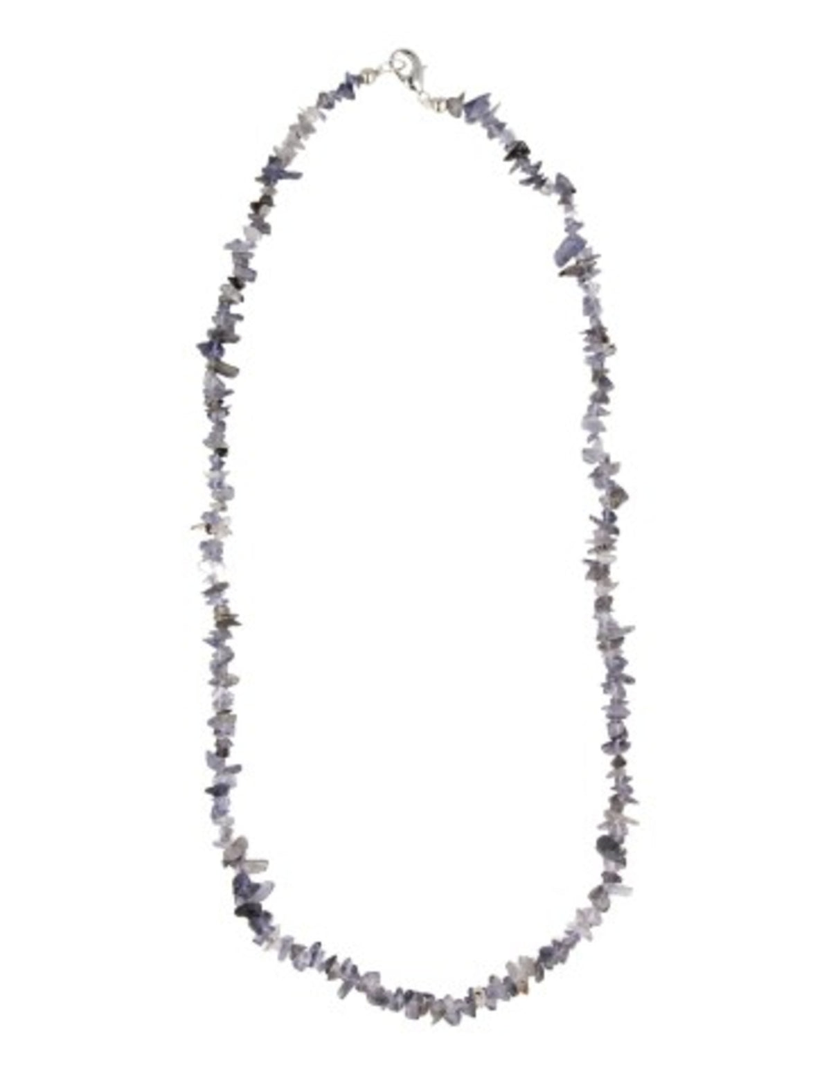 Iolit halsband med splitstenar, smalt, 45 cm, silverfärgat lås