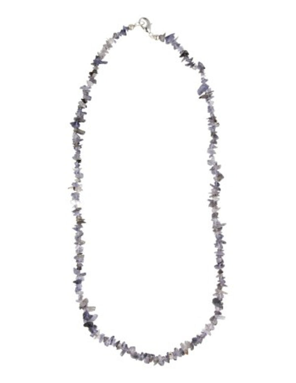 Iolit halsband med splitstenar, smalt, 45 cm, silverfärgat lås