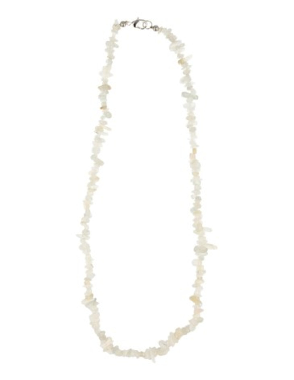 Vit månsten halsband med smala splitstenar, 45 cm