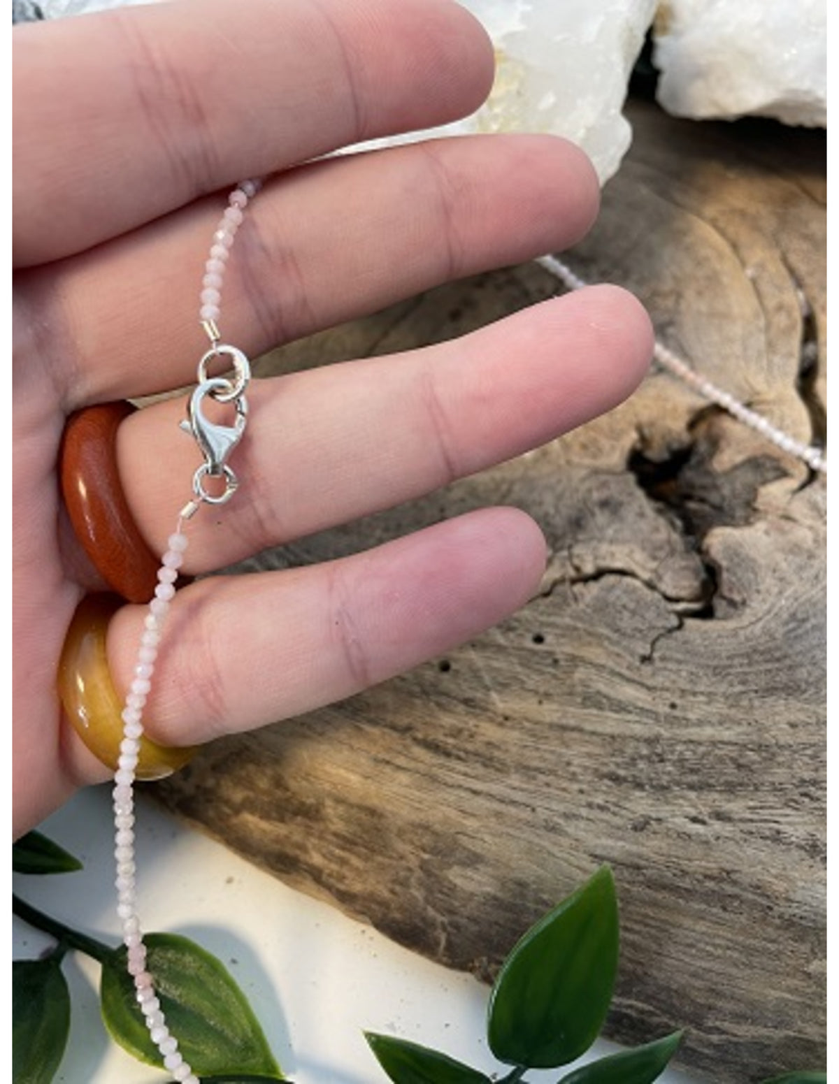 Opal halsband, Summer vibes, rosa Andesopal, 44 cm