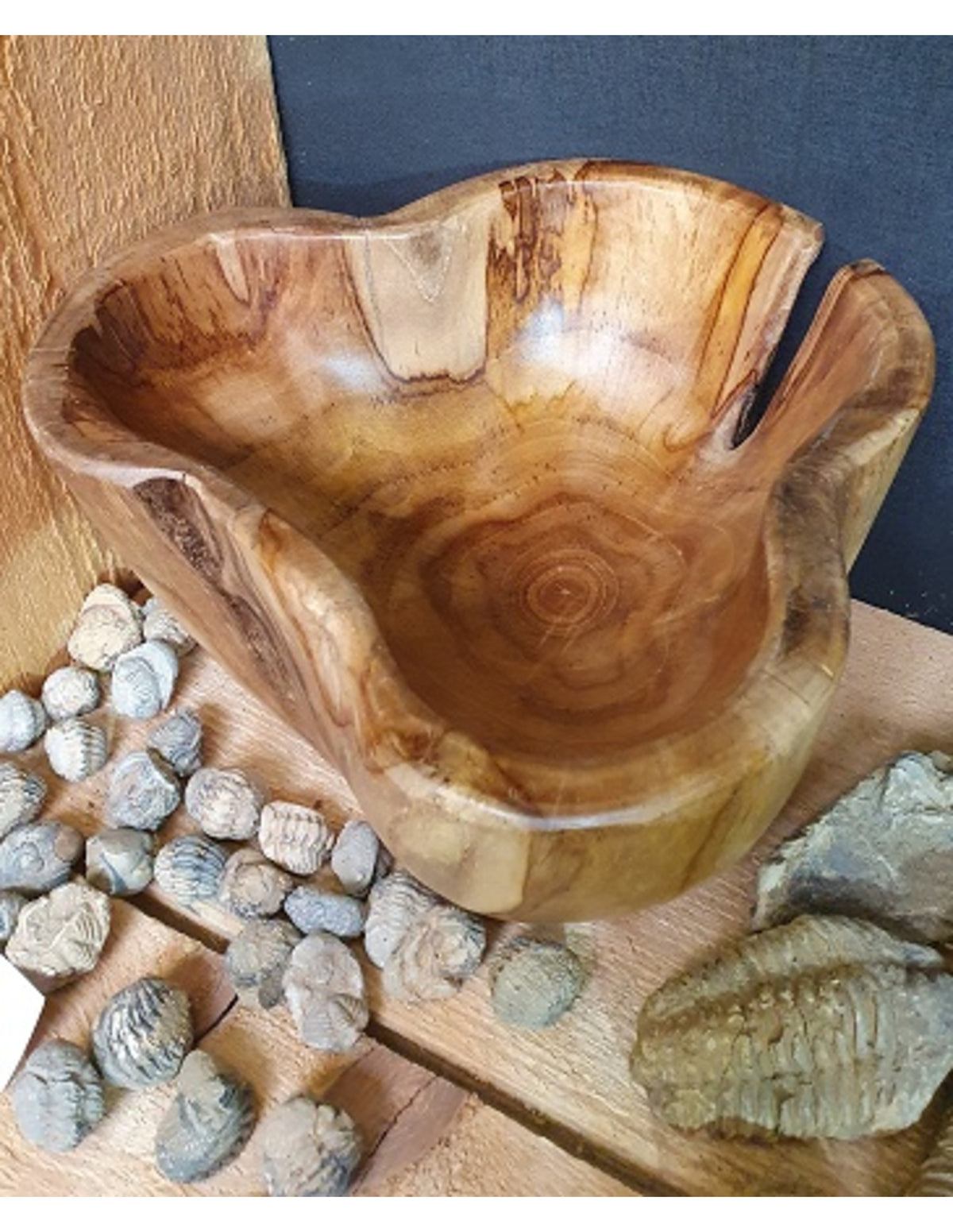 Teak skål, ca 25 x 15 cm