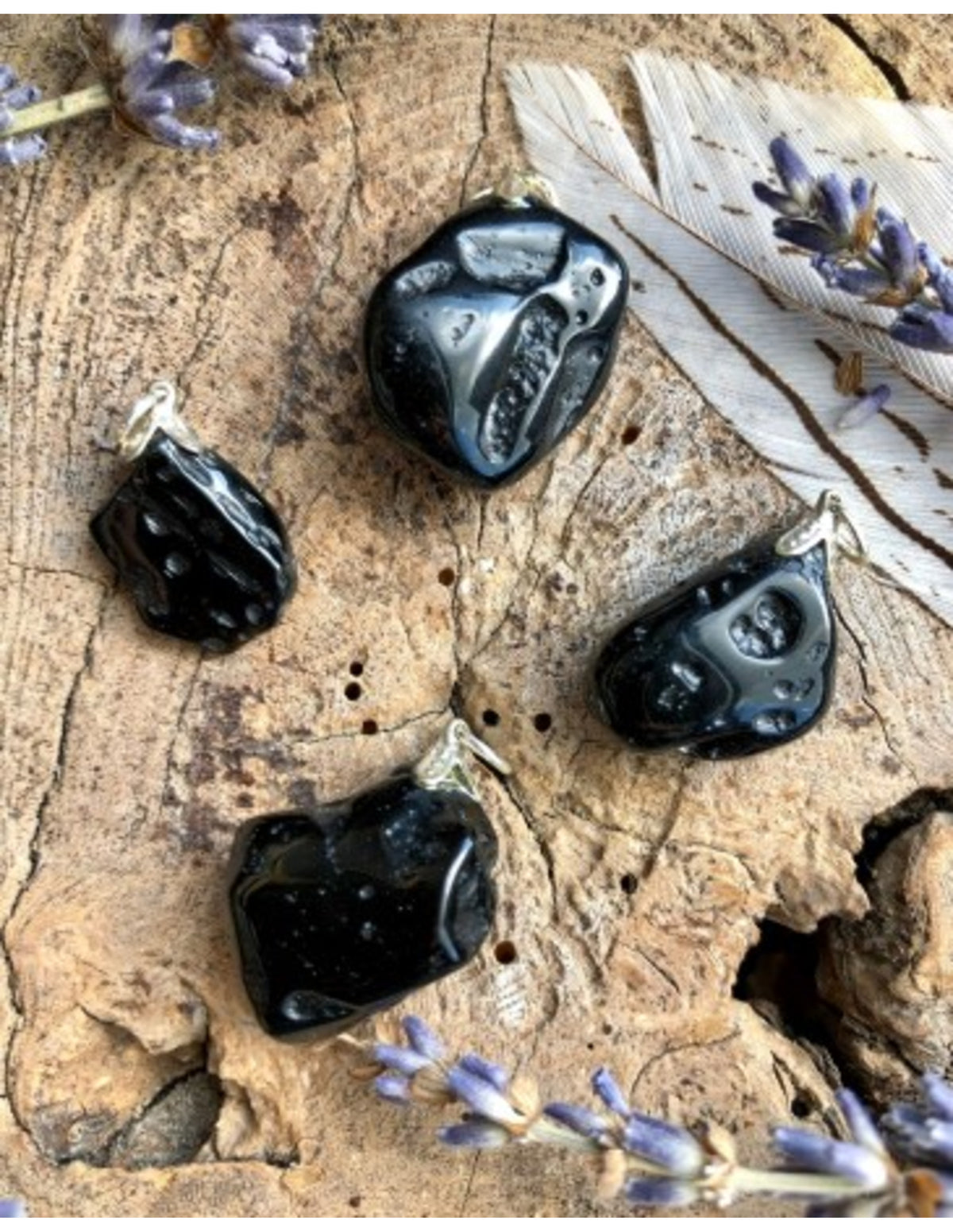 Tektit hänge, svart naturligt glas från Australien
