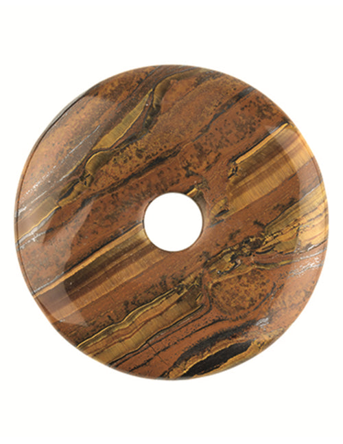 Tigeröga donut 30 mm, guldbrun med band