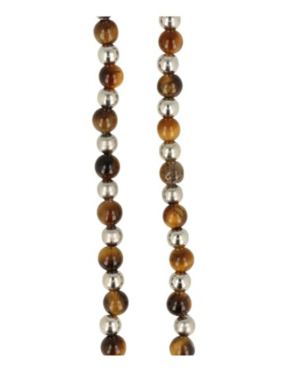 Tigeröga halsband Ibiza, 45 cm, silverfärgade mellanpärlor
