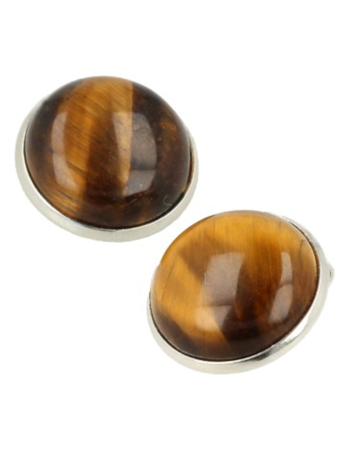 Tigeröga clipsörhängen, 18 mm, silverfärgade