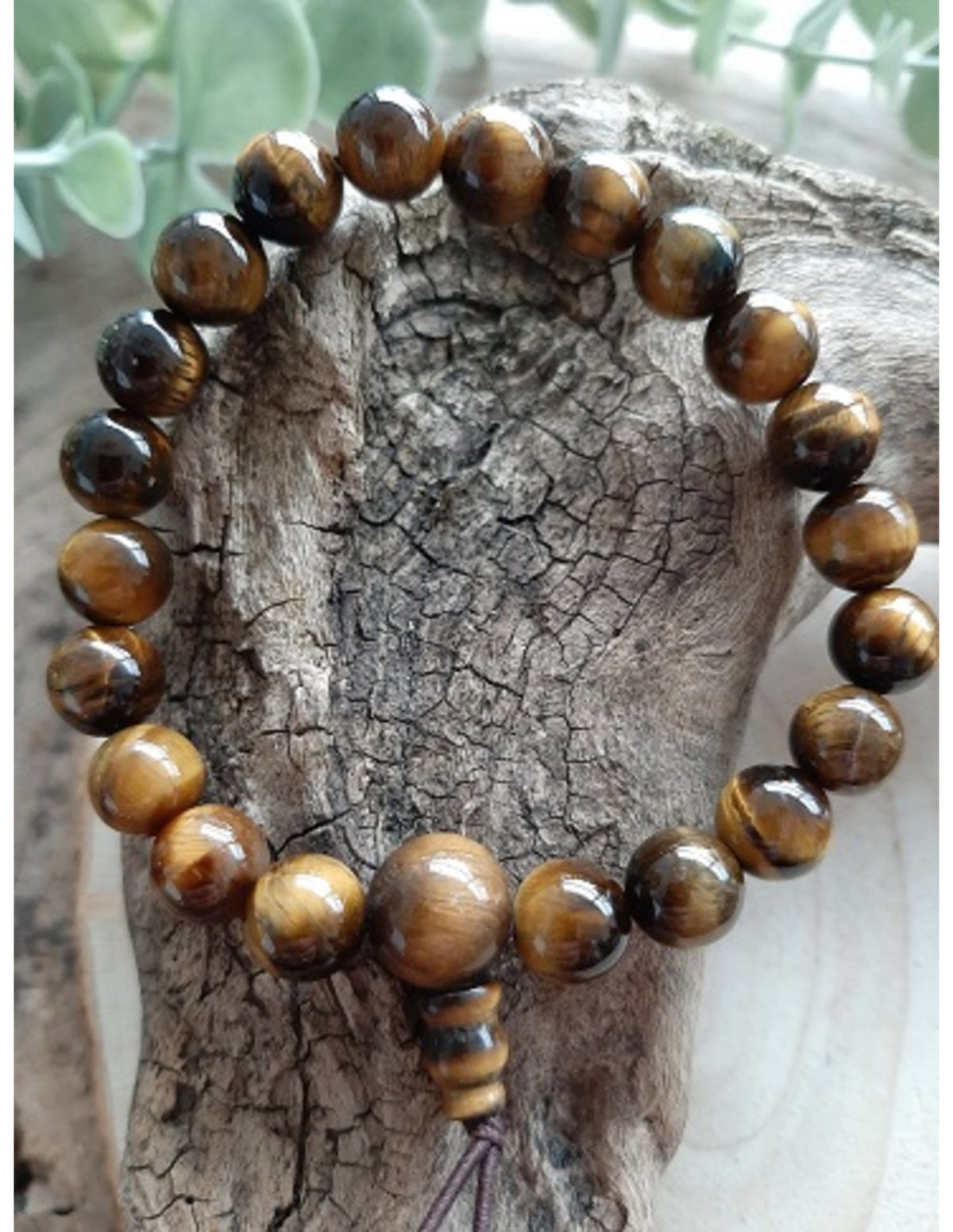 Tigeröga armband, powerbead, kulor 8 mm, 18 cm