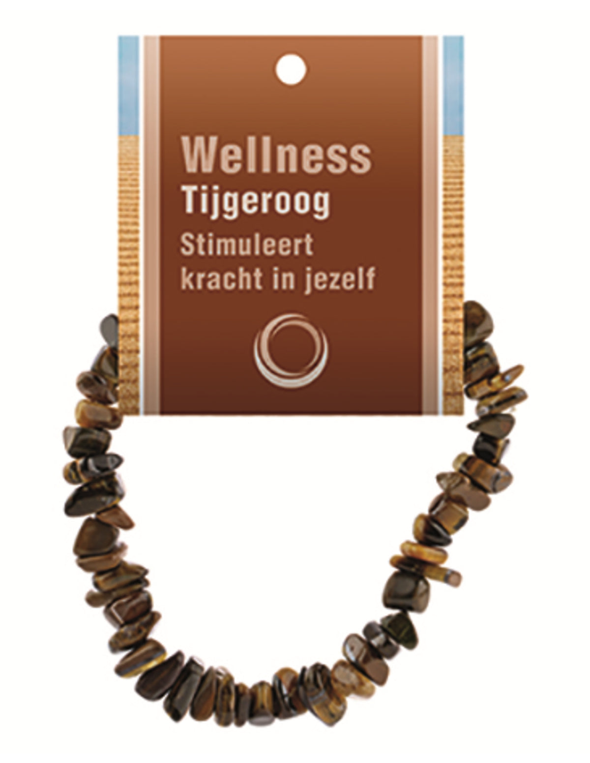 Tigeröga armband med splitstenar, 5 till 10 mm, På kort