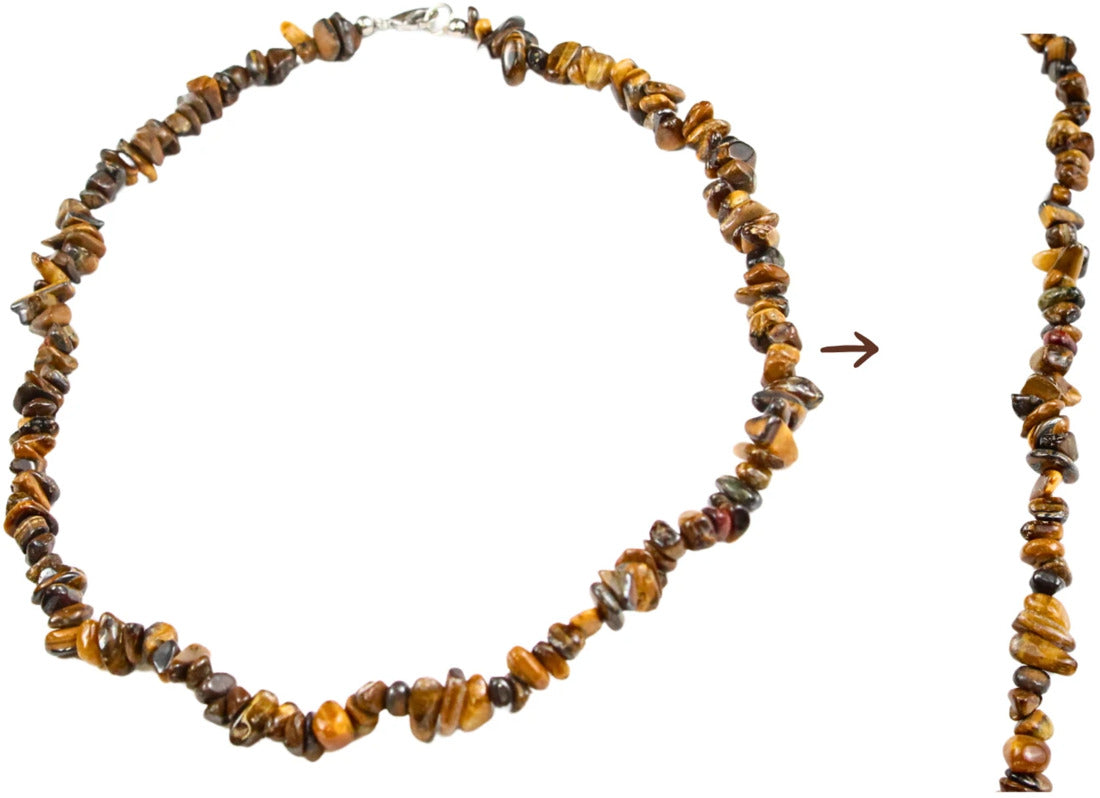Tigeröga halsband med splitstenar, 45 cm