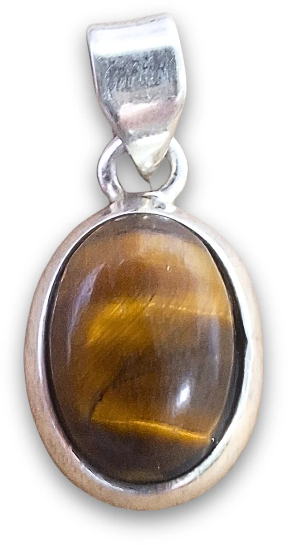 Tigeröga hänge i silver, oval modell 1, 2,7 cm