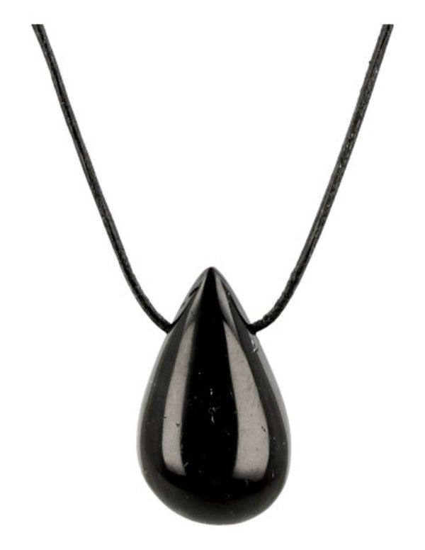 Svart turmalin hänge, droppform, A-kvalitet, 3 x 2 cm
