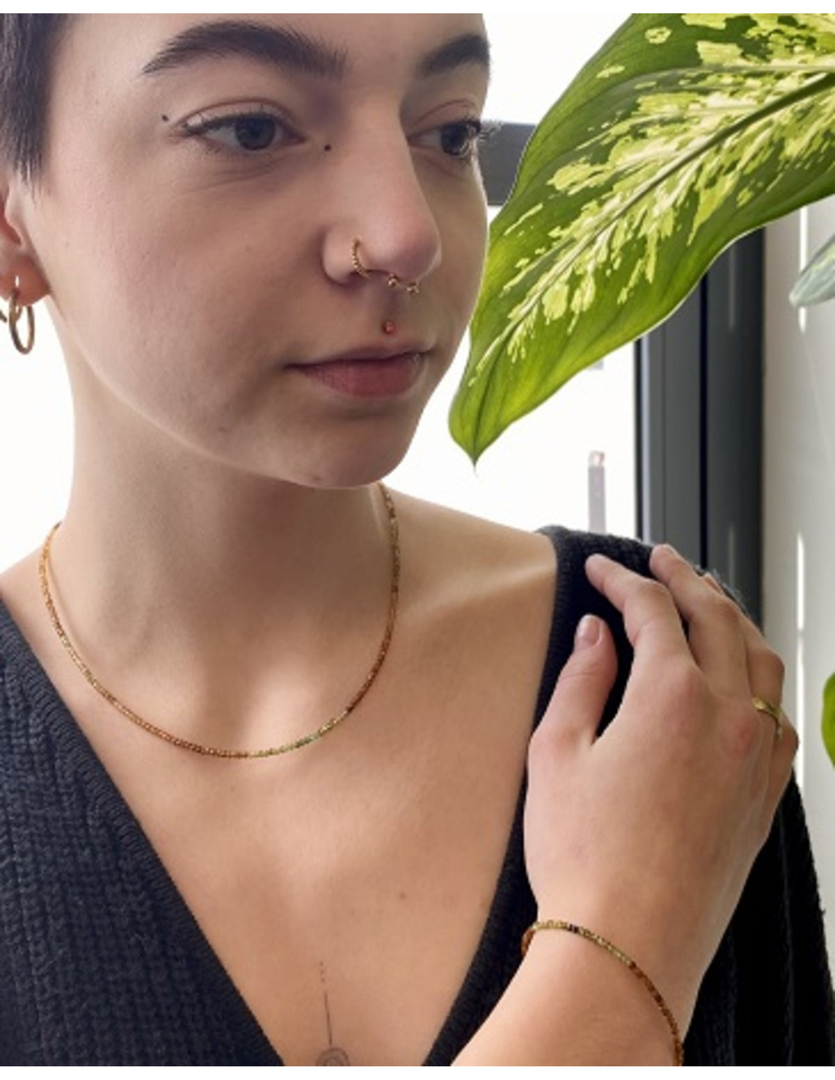 Turmalin halsband i orange och grönt, fasettslipade stenar, 44 cm