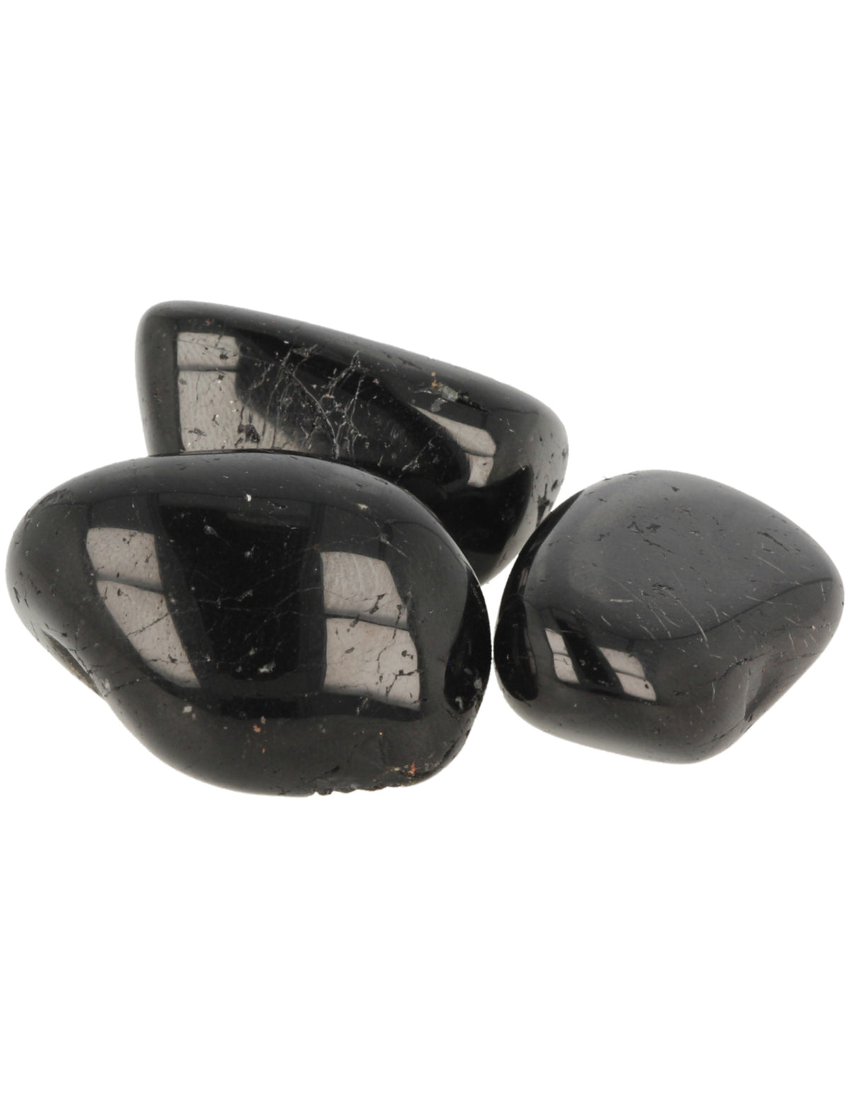 Svart turmalin trumlade stenar, A-kvalitet, 3 stycken, ca 3 cm