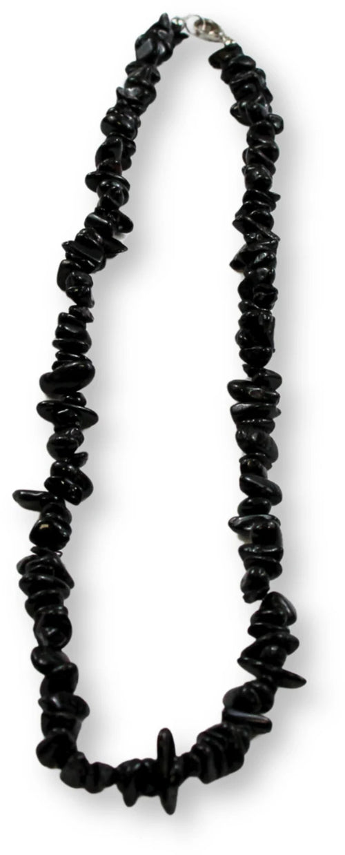Svart turmalin halsband med splitstenar, 5 till 10 mm