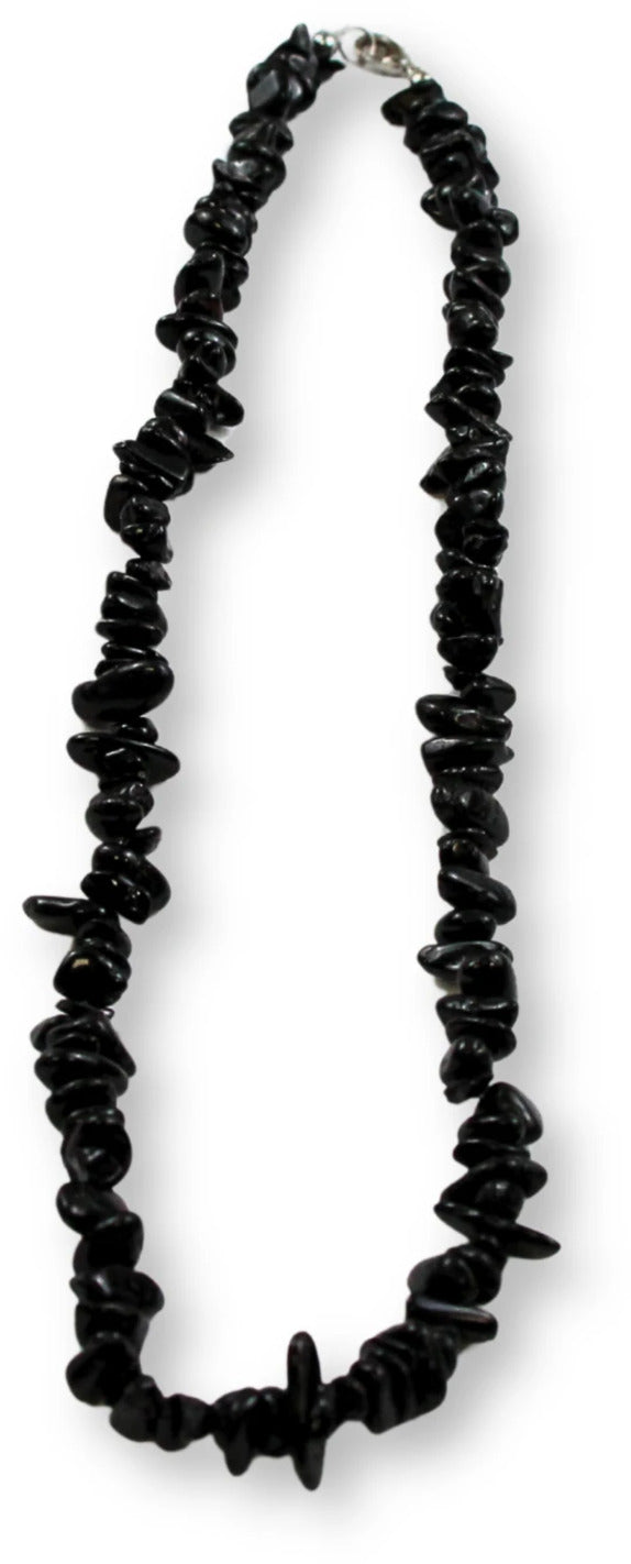 Svart turmalin halsband med splitstenar, 5 till 10 mm