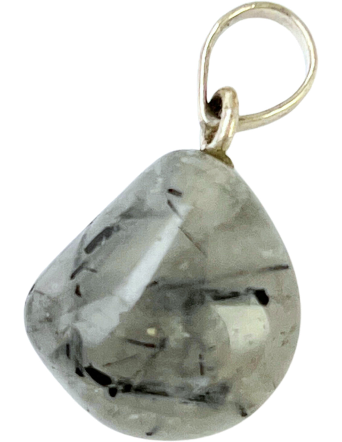 Turmalinkvarts hänge med silver, klar kvarts, 2,5 cm