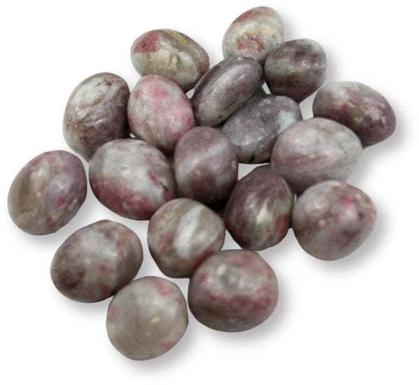 Rosa turmalin i lepidolit trumlade stenar, 250 g