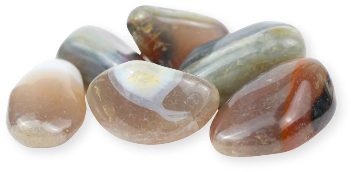 Agat trumlade stenar, grå, Per kg, 15 till 30 mm