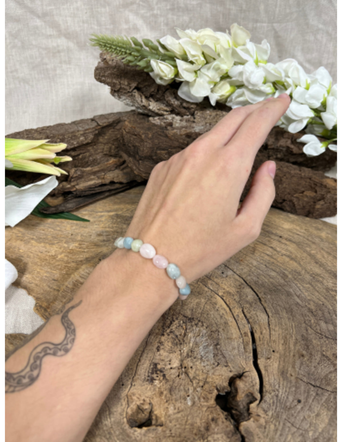 Akvamarin armband med nuggets: akvamarin, beryll och morganit