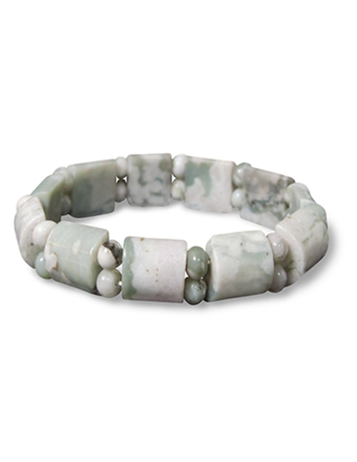 Trädagat armband, fantasy, grön med vita träd, ca 18 cm