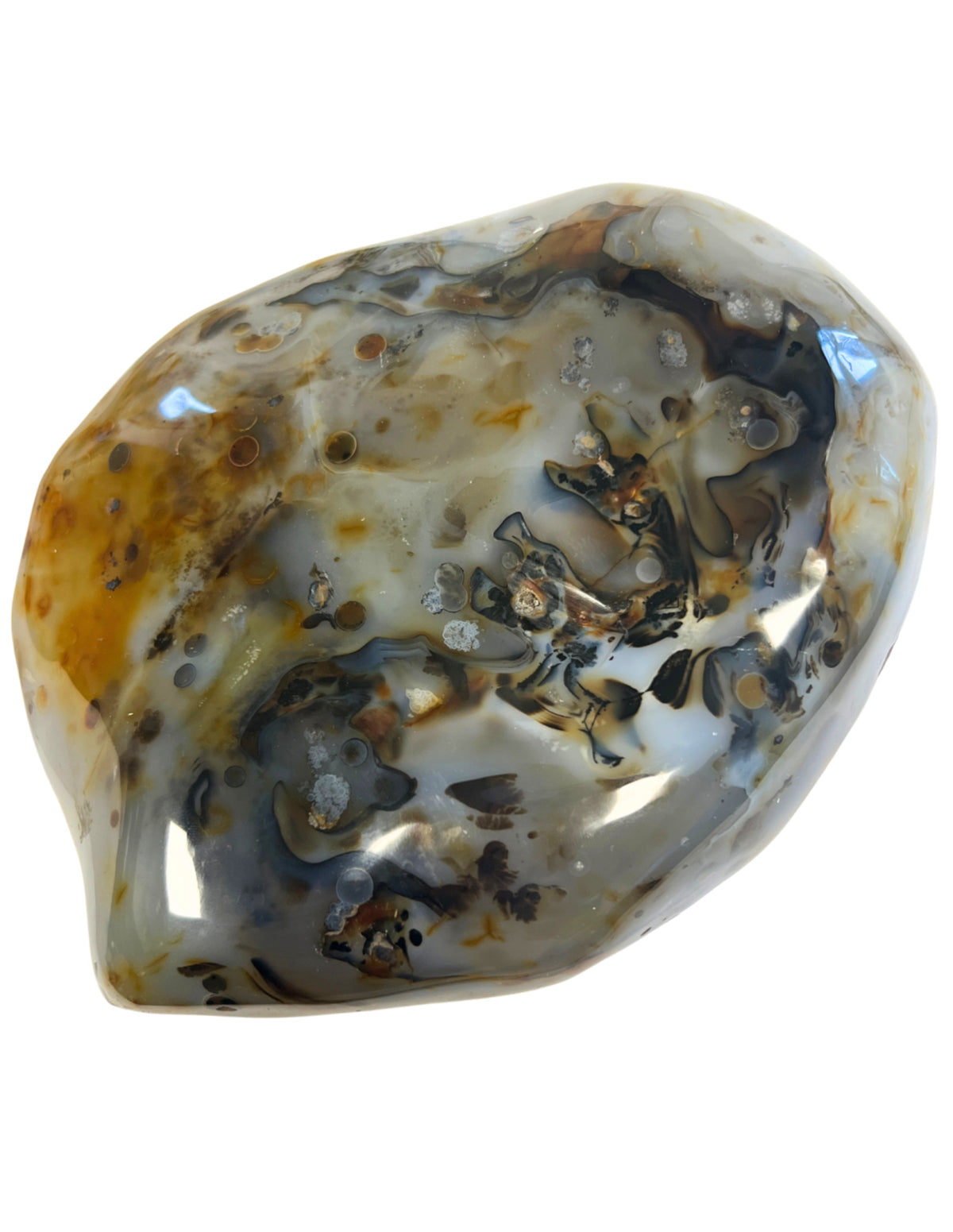 Dendritagat, delvis polerad skulptur, 20 x 16 cm, nr 02
