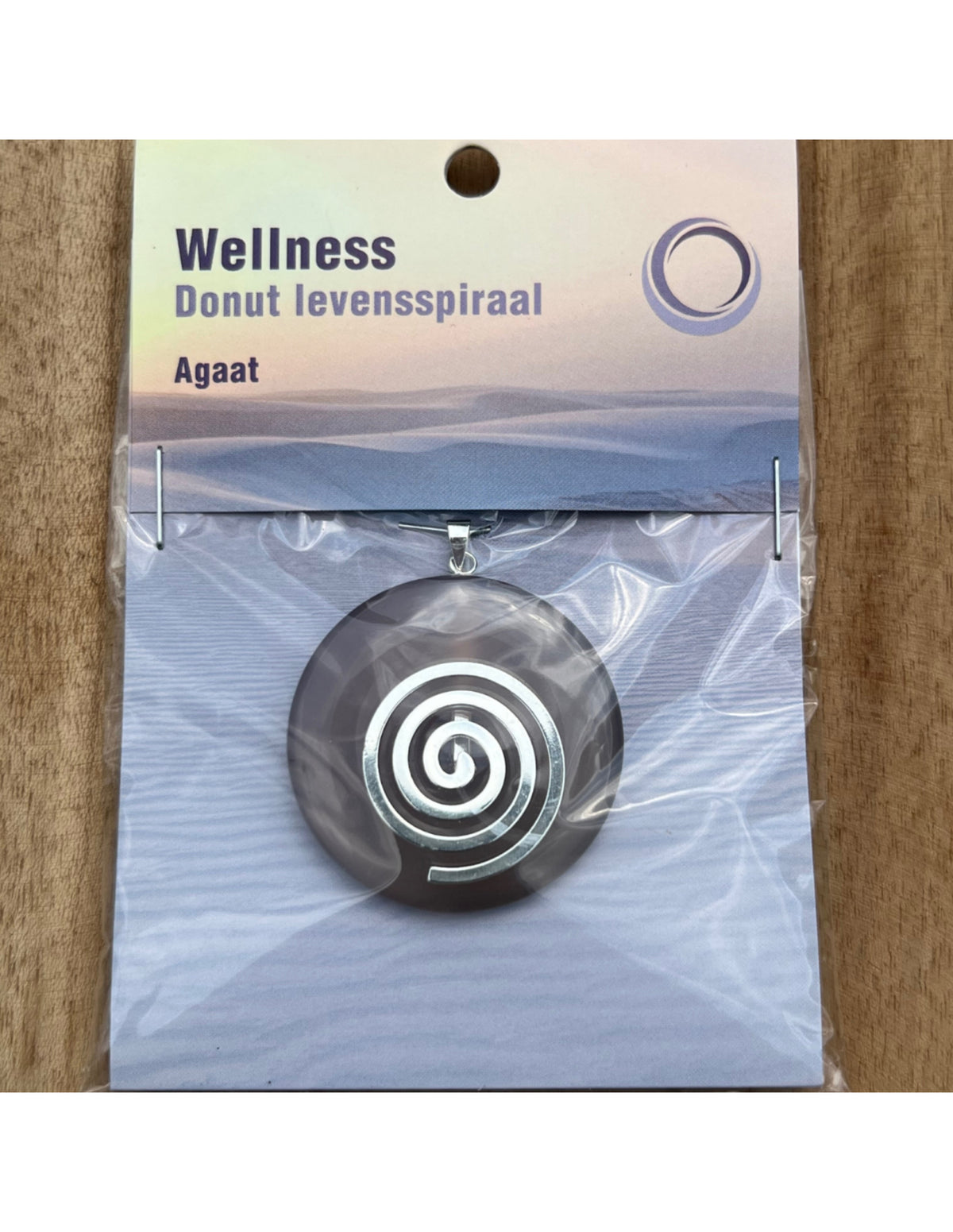 Agat donut med hängare, livsspiral, 4 cm