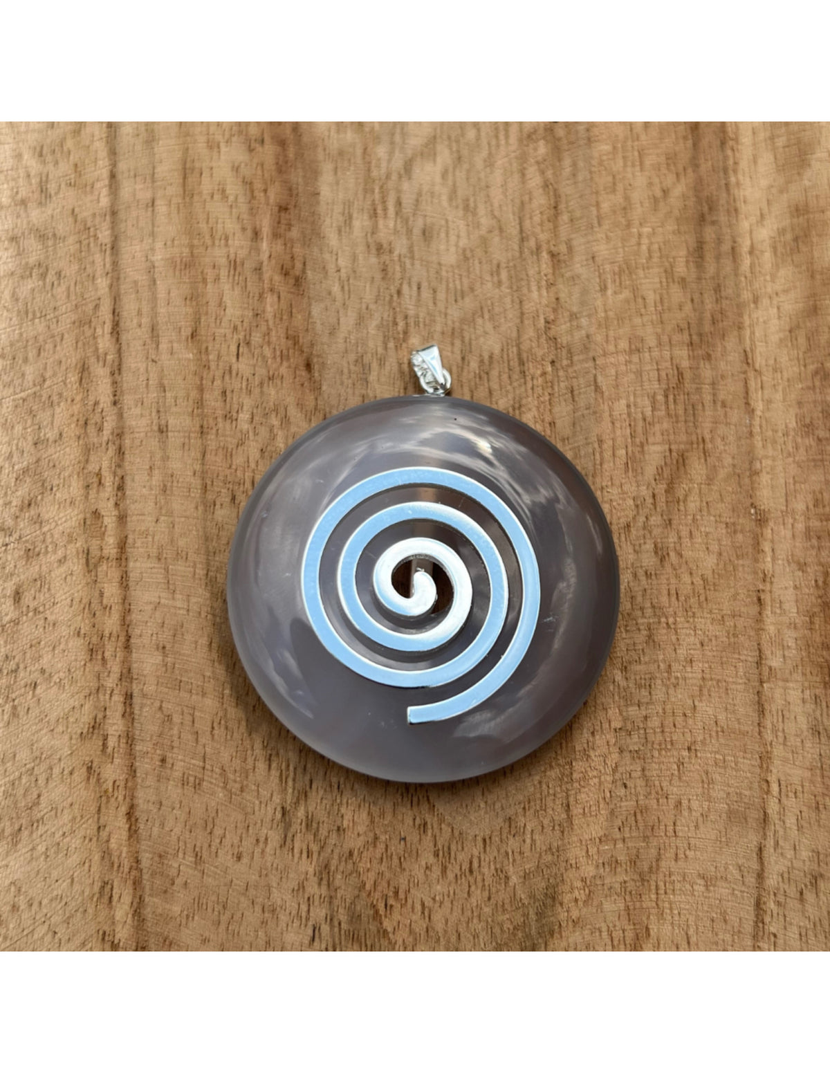 Agat donut med hängare, livsspiral, 4 cm